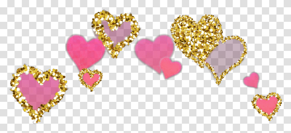 Hearts Heart Golden Gold Glittery Glitter Sparkles Hearts, Light, Accessories, Accessory, Flare Transparent Png