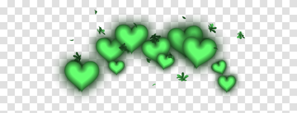 Hearts Heart Green Neon Effect Freetoedit Heart, Plant, Animal Transparent Png