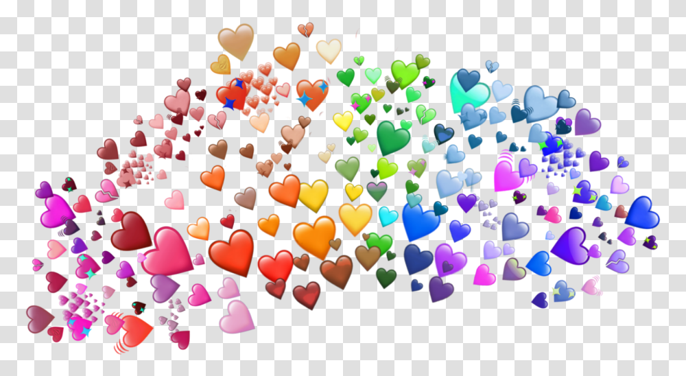 Hearts Heart Heartcrown Emoji Colors Rainbow Heart Meme, Paper, Confetti, Sprinkles Transparent Png