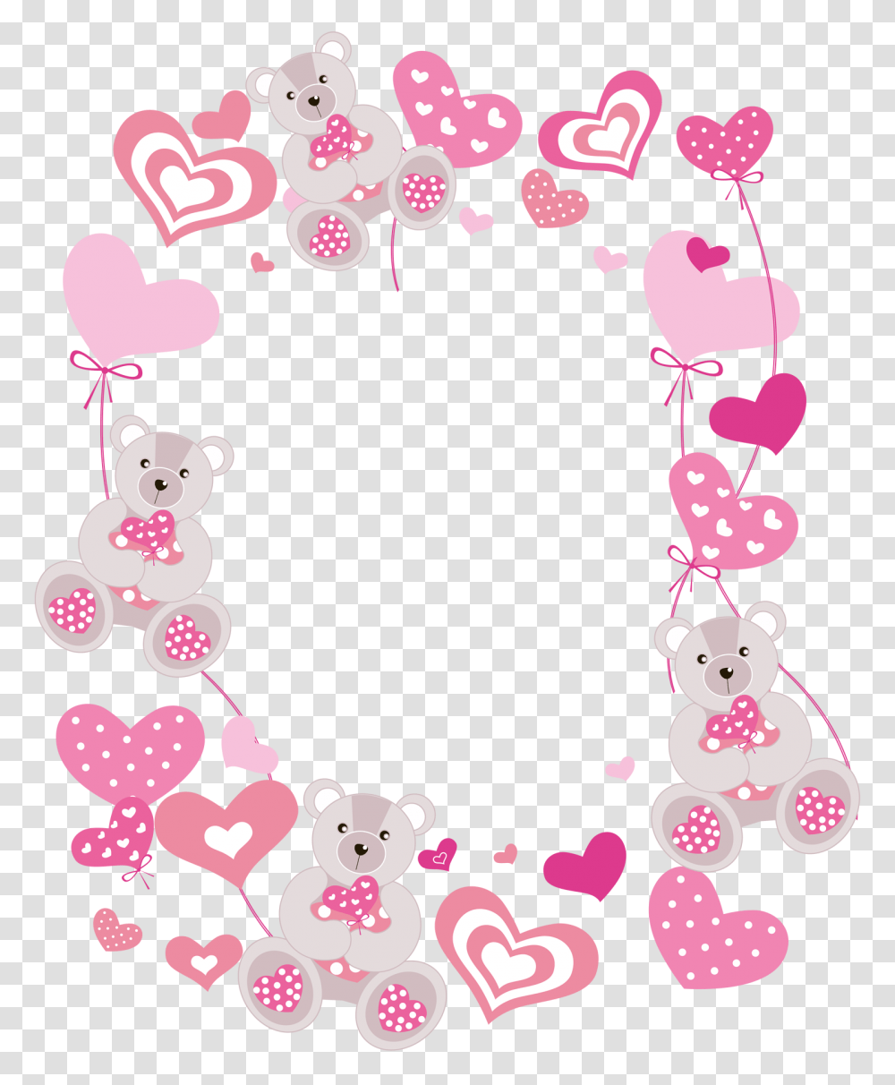 Hearts Photo Frame With Teddy Bears Background Baby Girl, Envelope, Mail, Graphics, Greeting Card Transparent Png