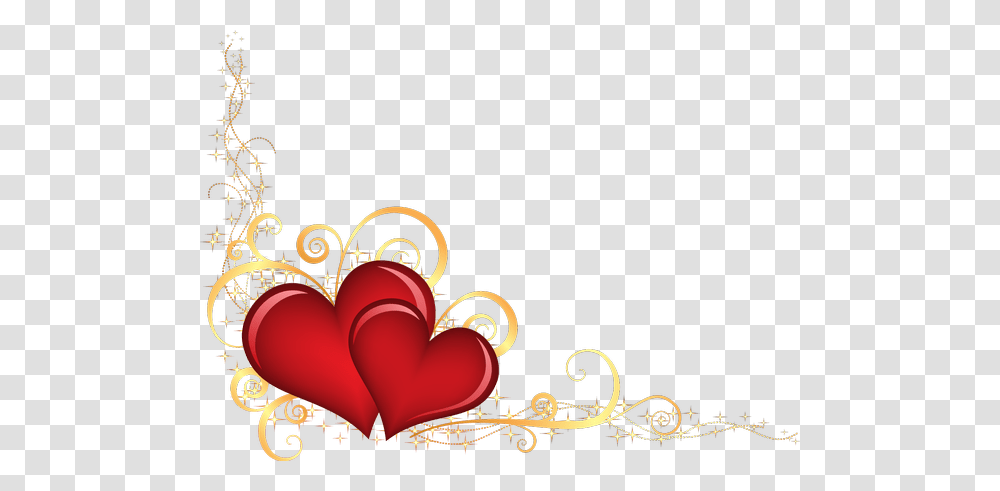 Hearts Red Gold Corner Decor Border Valentinesday Roman, Dynamite, Bomb, Weapon Transparent Png