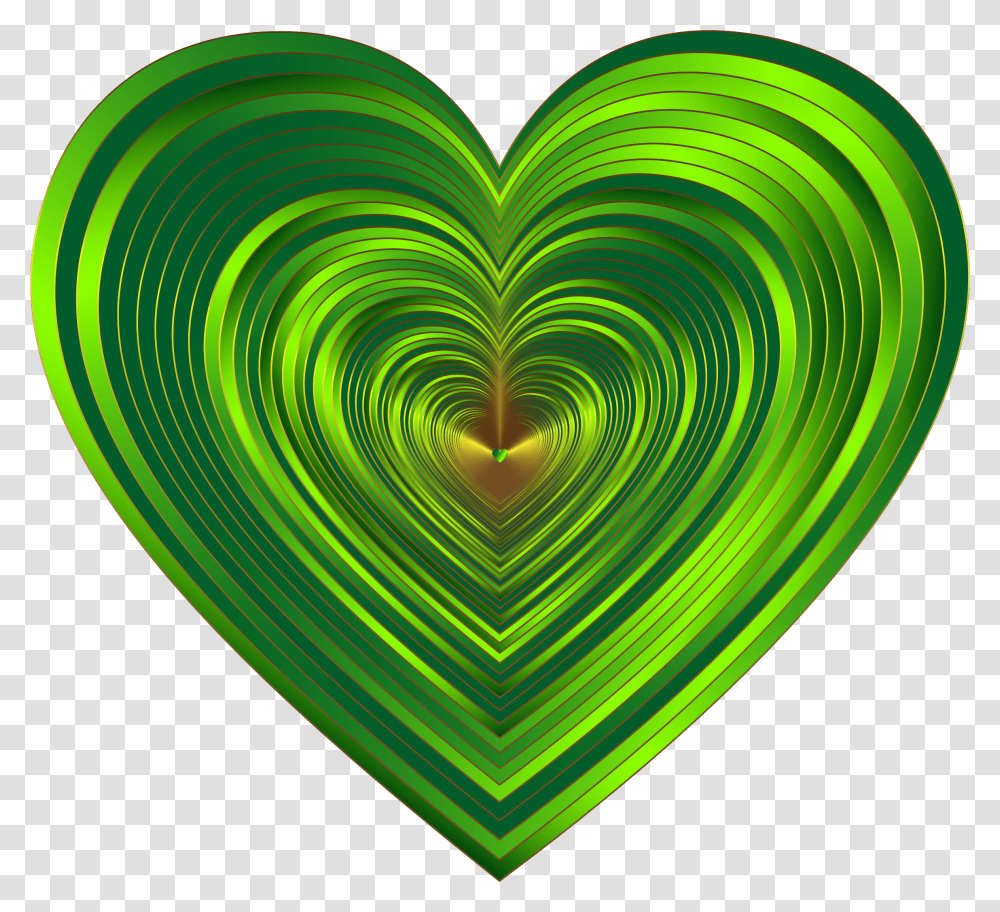 Hearts Tunnel Green Metallic Heart, Ornament, Rug, Pattern, Fractal Transparent Png