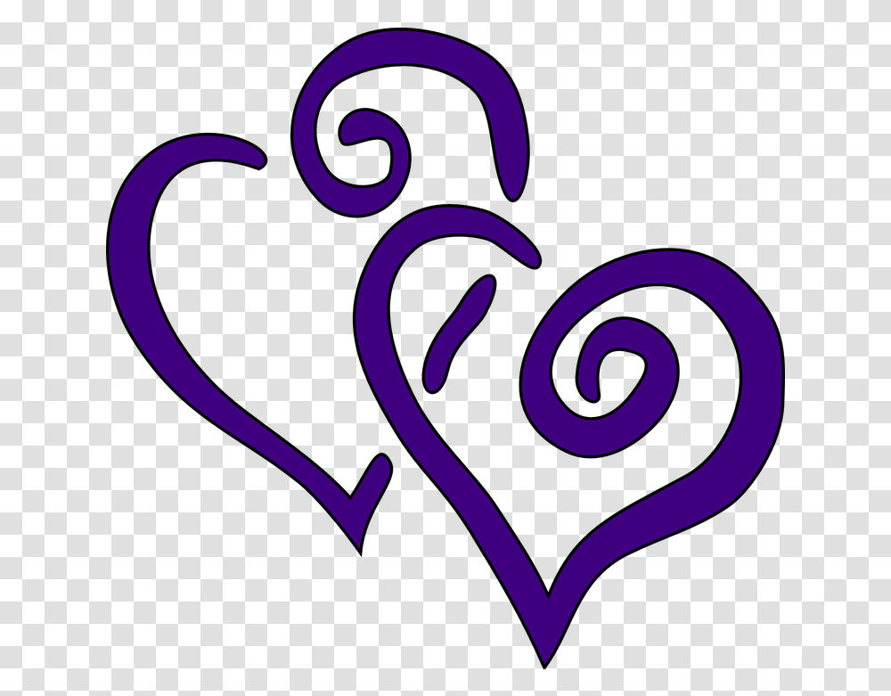 Hearts Two Purple Hearts Clip Art, Alphabet, Text, Graphics, Spiral Transparent Png