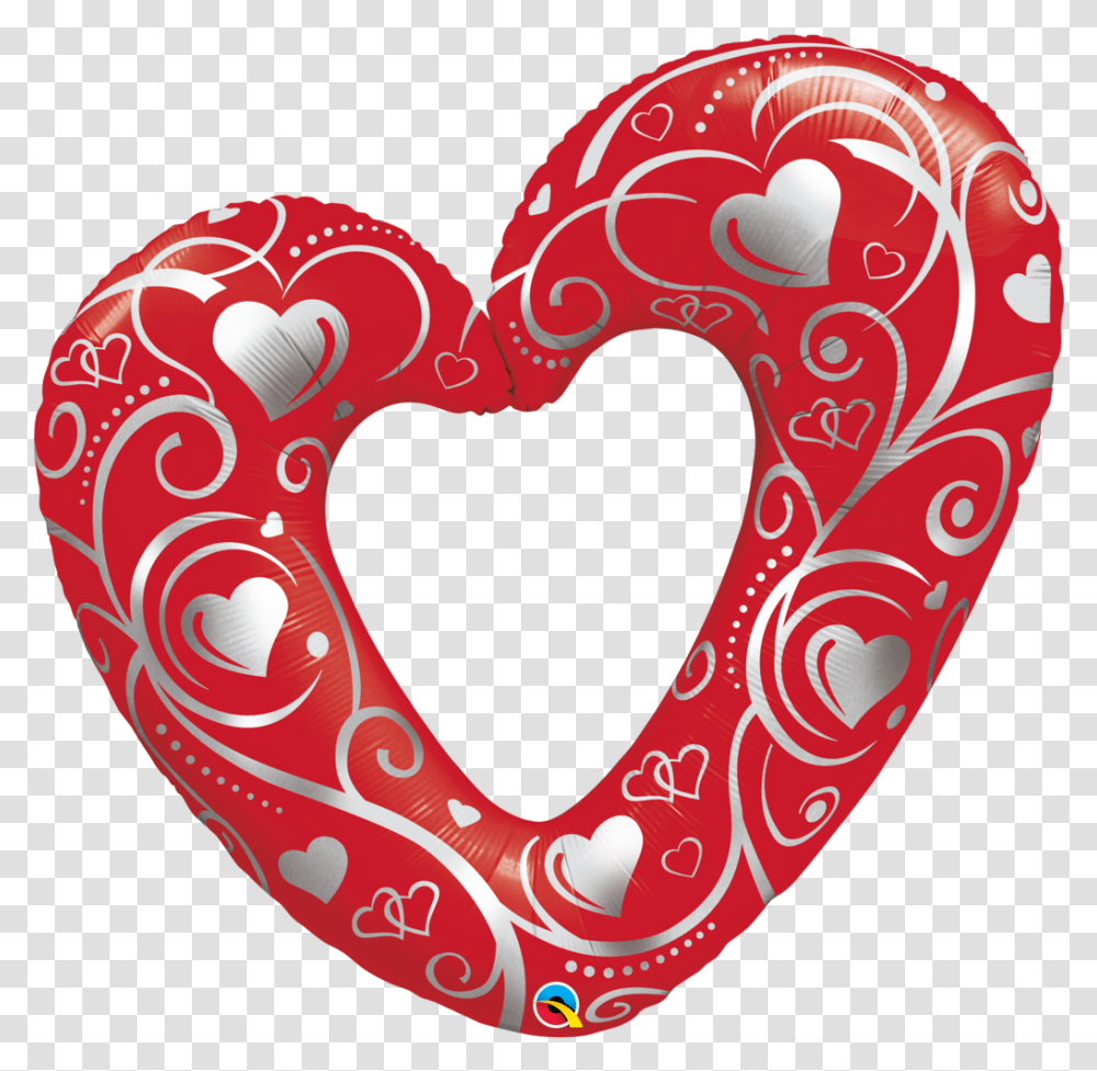 Hearts & Filigree Red Balloon Qualatex Valentine Balloon Bouquets, Text, Pillow, Cushion Transparent Png