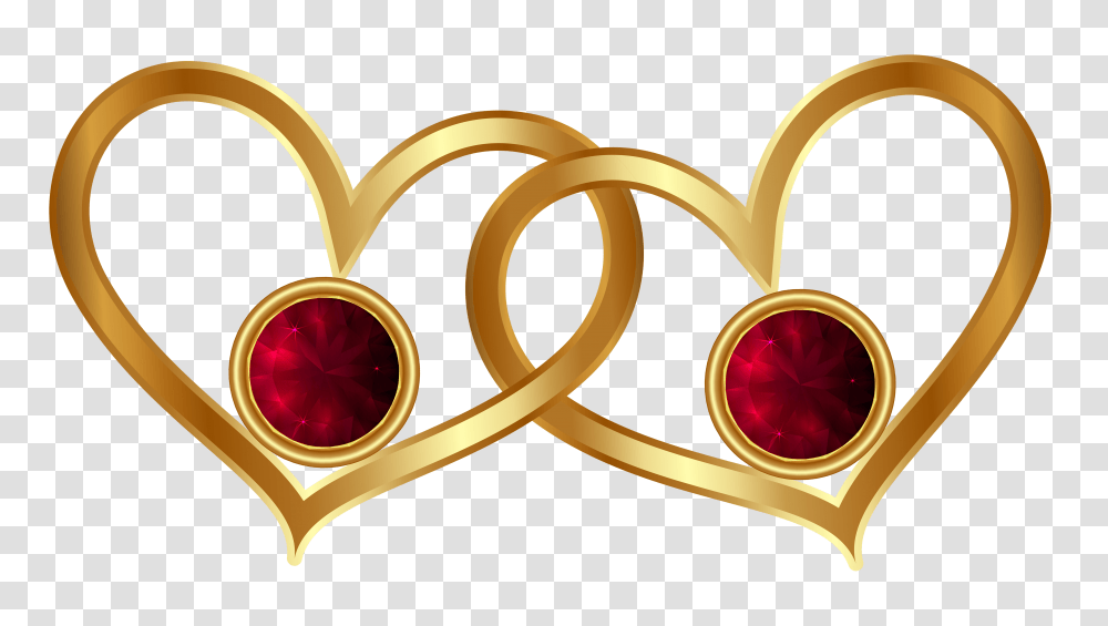 Hearts With Red Diamonds Clipart Golden Hearts, Jewelry, Accessories, Accessory, Ornament Transparent Png