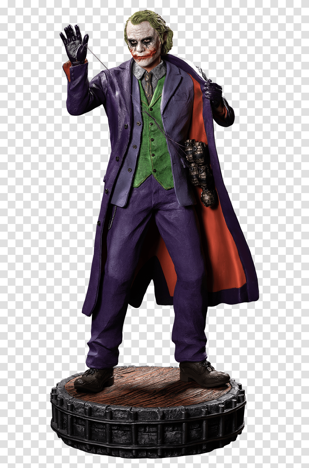 Heath Ledger Dark Knight Joker Statue 02 Joker, Person, Performer, Suit Transparent Png