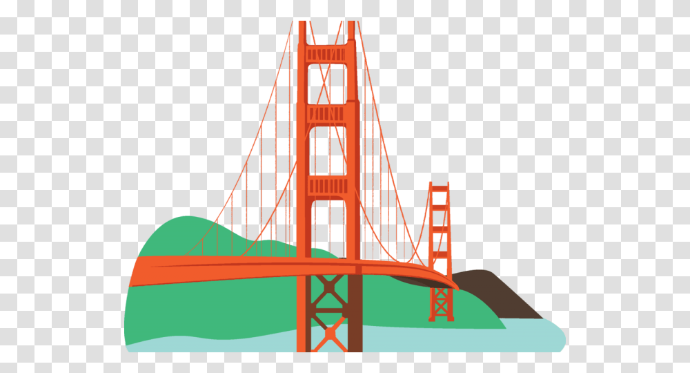 Heaven Clipart Golden Gates Animated Golden Gate Bridge, Building, Suspension Bridge, Rope Bridge Transparent Png