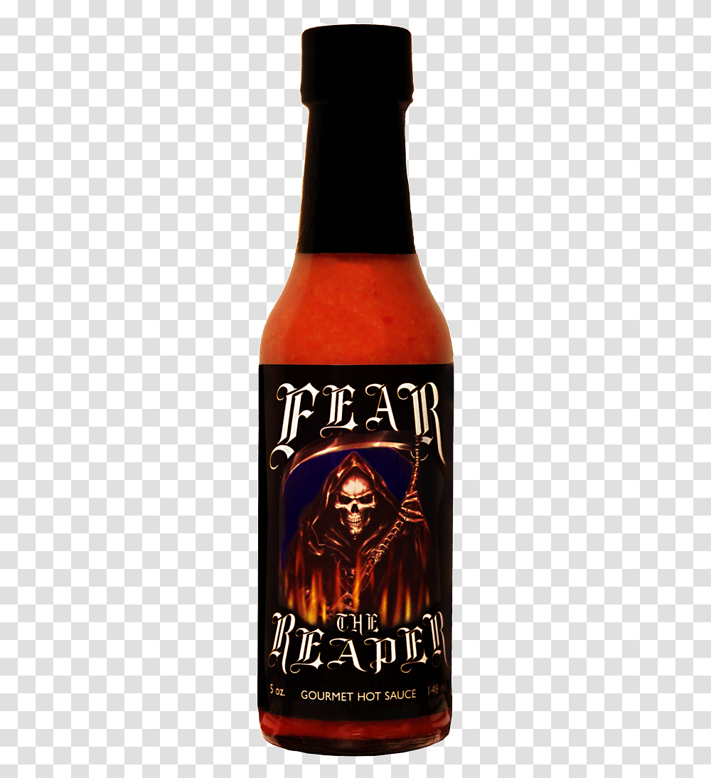Heavenly Heat Fear The Reaper Hot Sauce Glass Bottle, Beer, Alcohol, Beverage, Drink Transparent Png