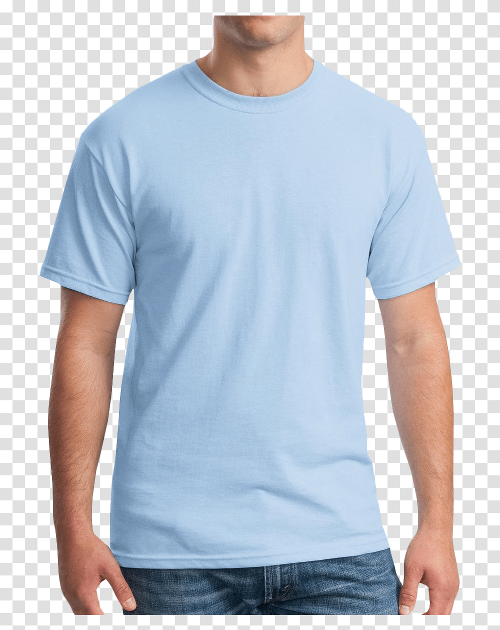 Heavy Cotton 100 T Shirt Custom Design Group Light Blue Shirt Template Hd, Clothing, Sleeve, T-Shirt, Person Transparent Png