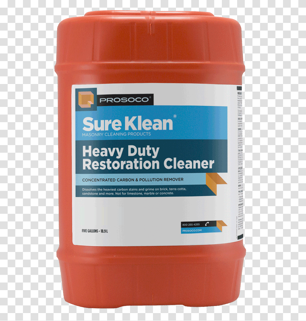 Heavy Duty Restoration Cleaner 5 Gal Prosoco Sure Klean, Label, Food, Bottle Transparent Png