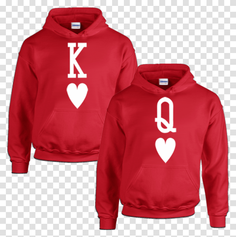 Heavy Hooded Sweatshirt Red King And Queen Hoodies, Clothing, Apparel, Sweater, Person Transparent Png