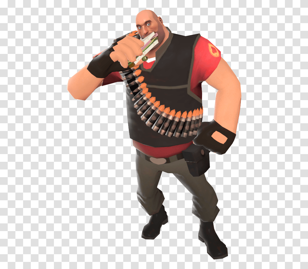 Heavy Weapons Guy Sandvich Download Heavy Weapons Guy Sandvich, Weaponry, Person, Human, Ammunition Transparent Png