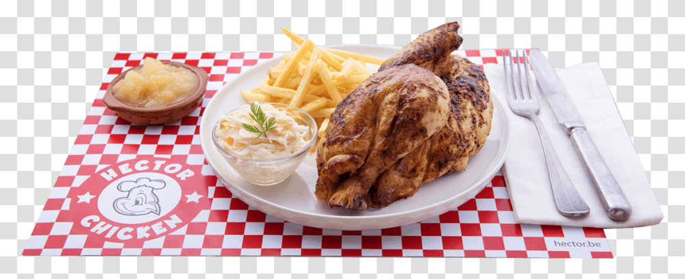 Hector Chicken, Fork, Cutlery, Fries, Food Transparent Png