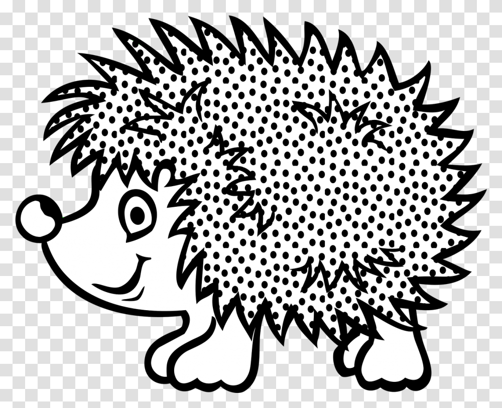 Hedgehog Animal Cartoon Sp Hedgehog Clipart Black And White, Stencil Transparent Png