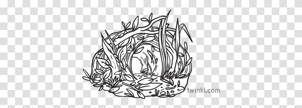 Hedgehog Nest Animal Den Nature Habitat Hedgehog Nest Clipart Black And White, Doodle, Drawing, Dish, Meal Transparent Png