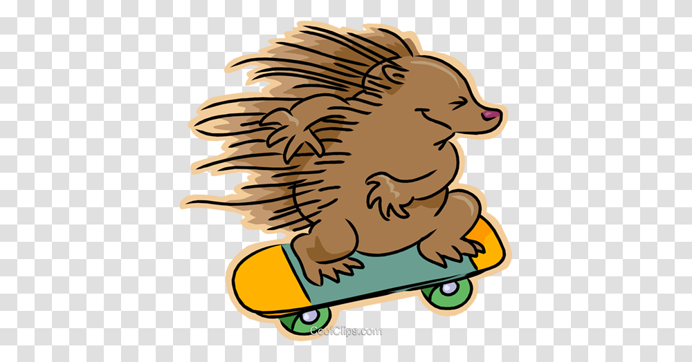 Hedgehog Riding A Skateboard Royalty Free Vector Clip Art, Animal, Bird, Wildlife, Rodent Transparent Png