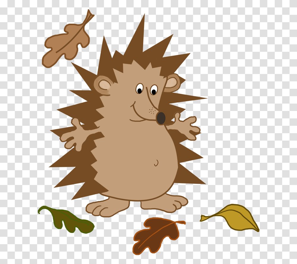 Hedgehog With Fall Leaves Illustration, Plant, Tree, Bird, Animal Transparent Png