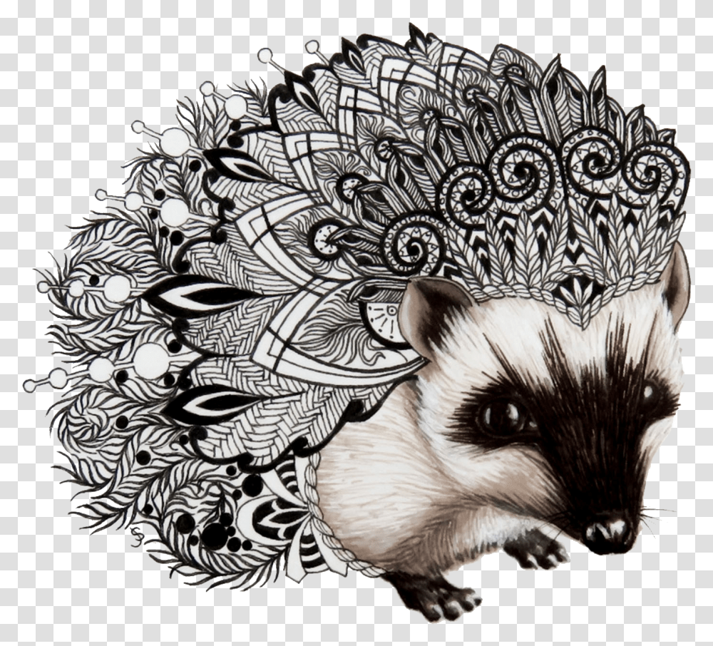 Hedgehog Zentangle Dekokissen, Doodle, Drawing, Art, Bird Transparent Png