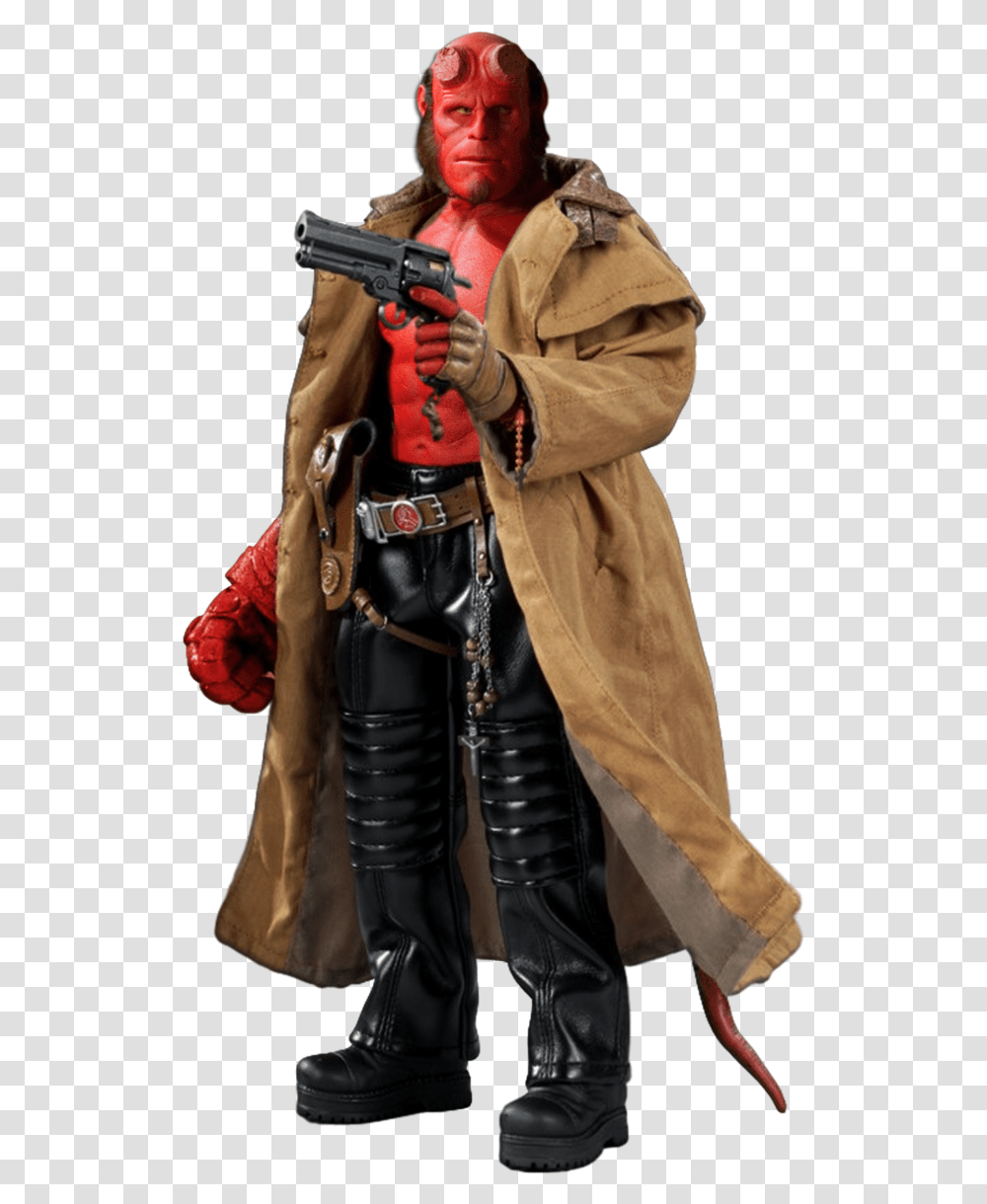 Hellboy Hellboy, Clothing, Person, Coat, Gun Transparent Png