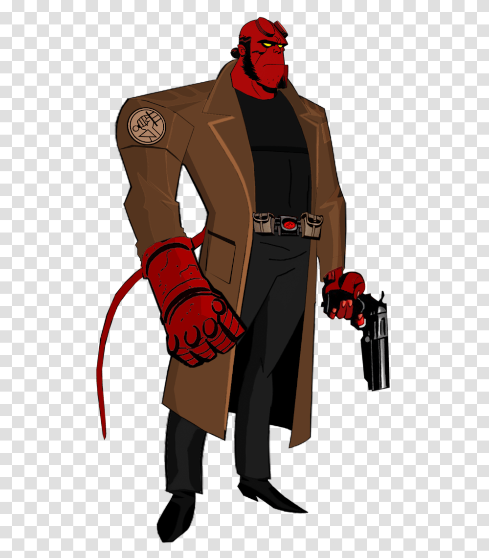 Hellboy Hellboy Justice League, Apparel, Overcoat, Person Transparent Png