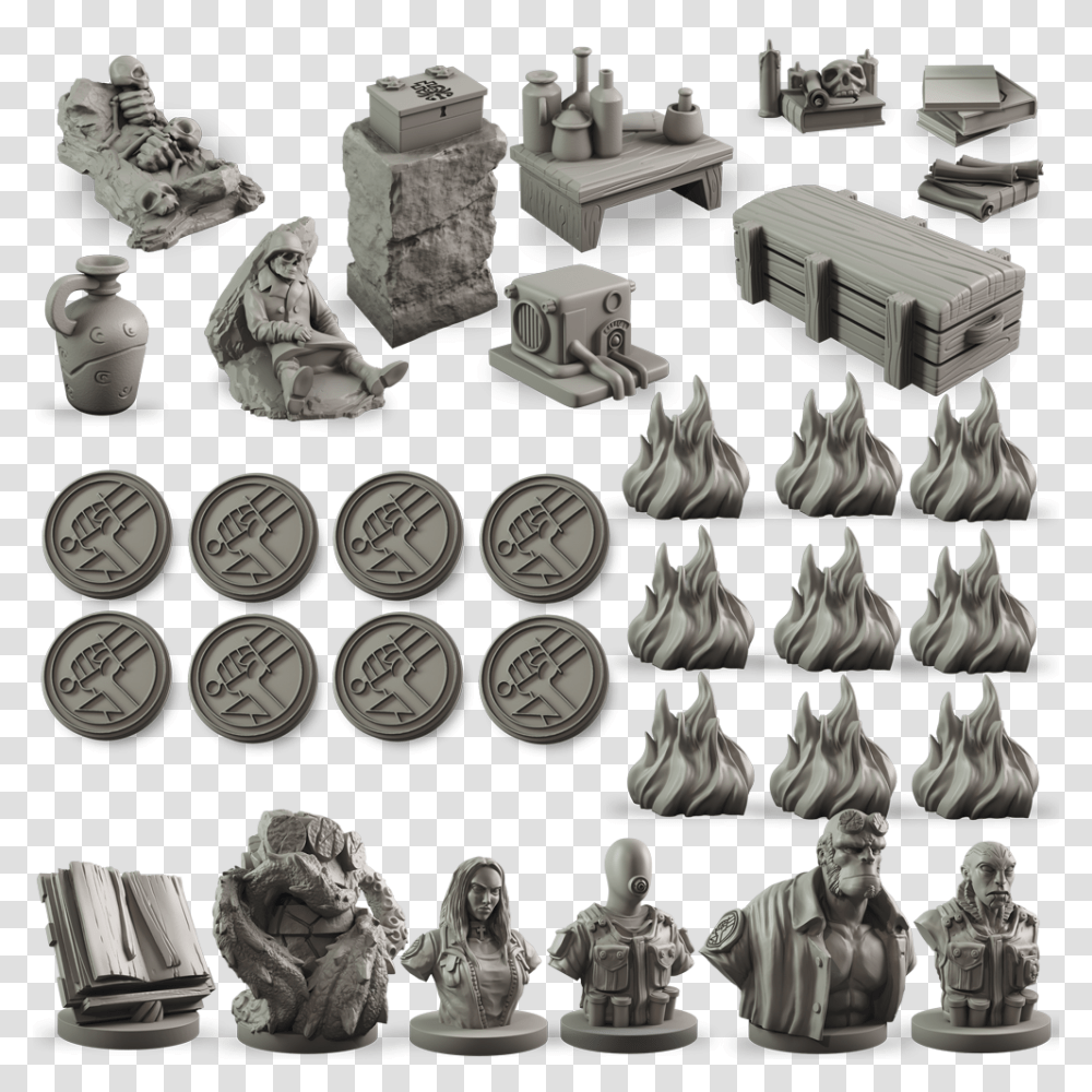 Hellboy The Board Game Counter Upgrade Set, Person, Human, Furniture, Sculpture Transparent Png