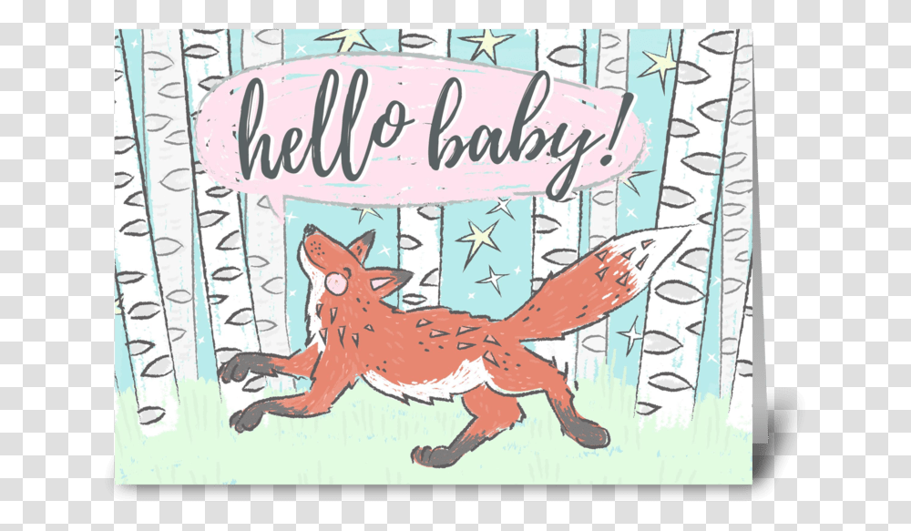 Hello Baby Fox Greeting Card Cartoon, Animal, Mammal, Canine Transparent Png