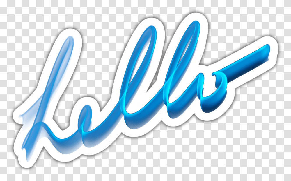 Hello Blue Text Sticker Calligraphy, Word, Handwriting, Logo, Symbol Transparent Png
