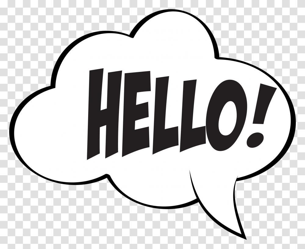 Hello Image Hello Black And White, Label, Baseball Cap, Animal Transparent Png