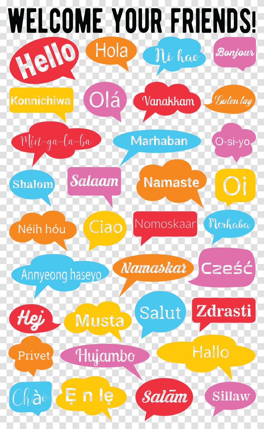 Hello In Dif Languages, Label, Sticker, Flyer Transparent Png