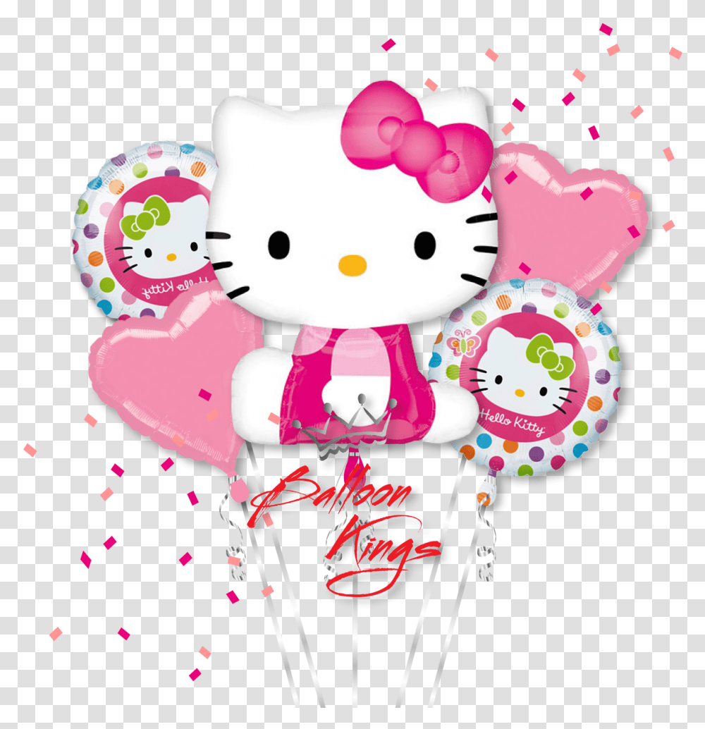 Hello Kitty 1png Happy Birthday Hello Kitty With Balloons, Rattle, Paper, Confetti, Snowman Transparent Png