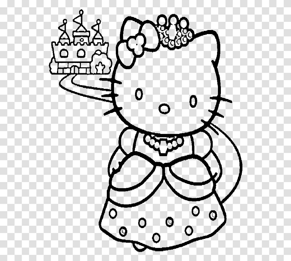 Hello Kitty And A Nice Castle Coloring, Grenade, Accessories Transparent Png