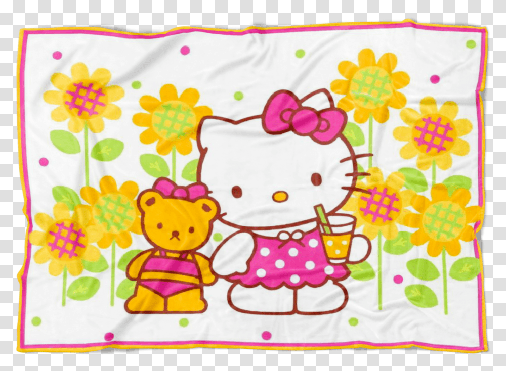 Hello Kitty And Bear Fleece Blanket Lightweight Supremely Hello Kitty, Applique, Patchwork, Pattern, Quilt Transparent Png