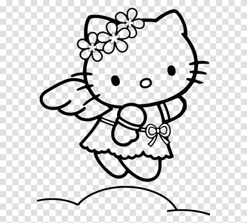 Hello Kitty Angel Coloring Pages Hello Kitty Happy New Year 2020, Accessories, Accessory, Jewelry, Stencil Transparent Png