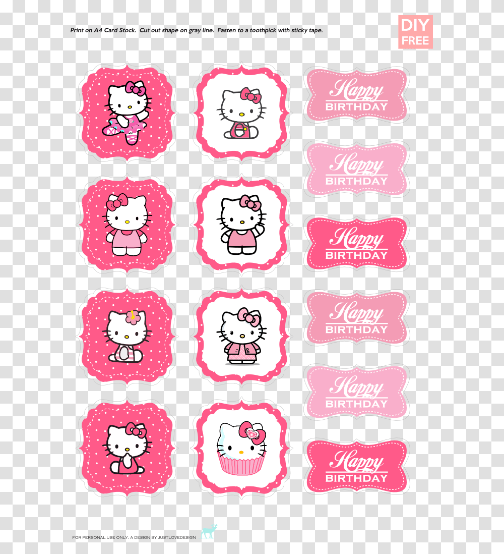 Hello Kitty Bow Hello Kitty Cupcake Topper, Label, Alphabet Transparent Png