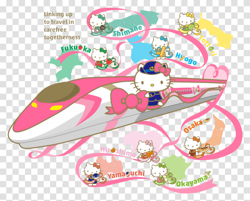 Hello Kitty Bullet Train Hello Kitty Shinkansen Route, Transportation, Vehicle Transparent Png