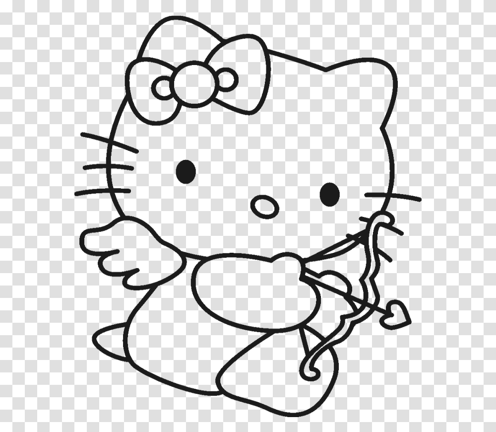 Hello Kitty Is Being Hold Doll Coloring, Bow, Stencil Transparent Png
