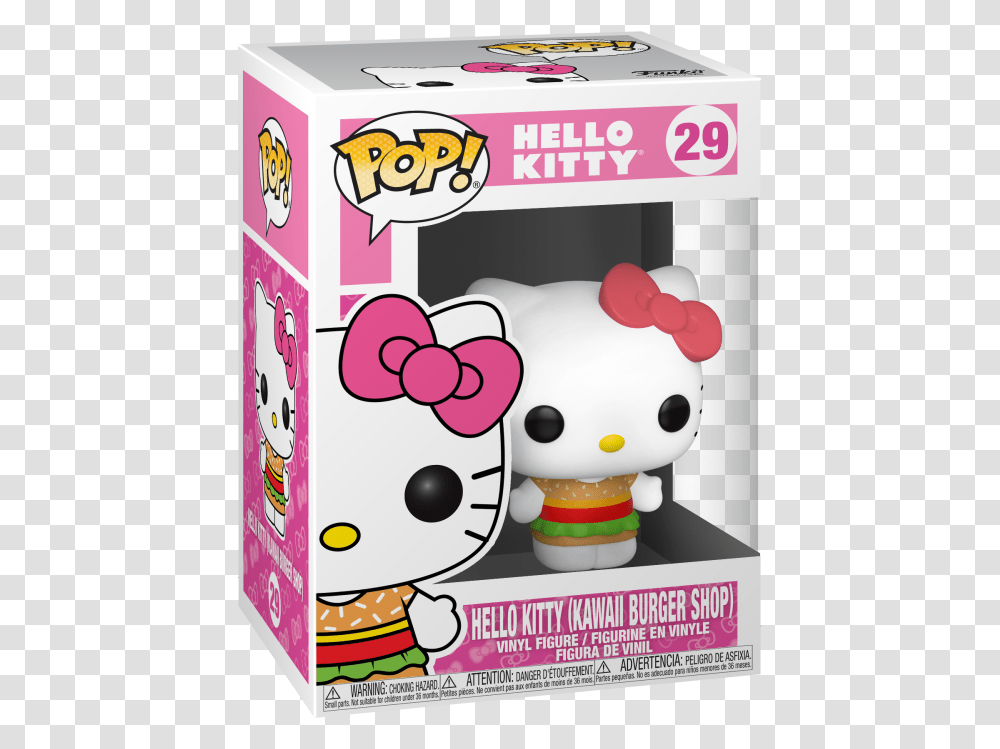 Hello Kitty Kawaii Burger Shop Pop, Toy, Label, Photo Booth Transparent Png