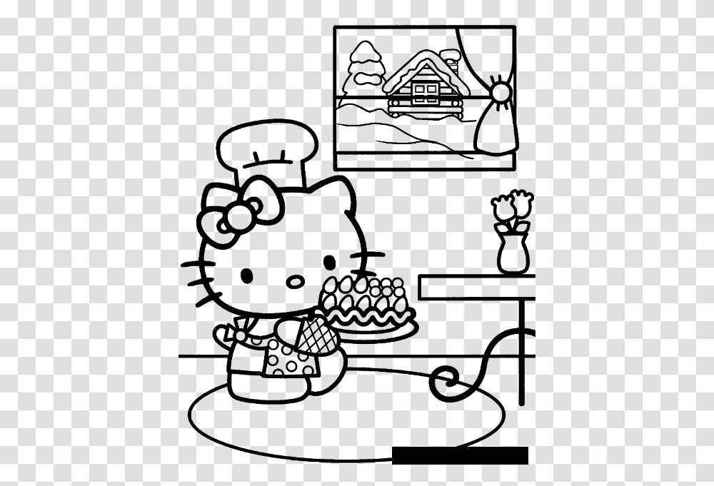 Hello Kitty Making Cake 7be1 Coloring Pages Hello Kitty Happy Birthday Coloring Pages, Gray, World Of Warcraft Transparent Png