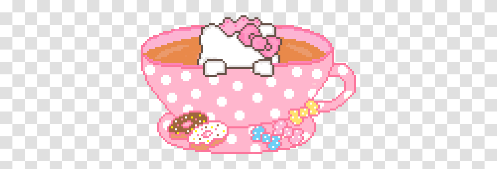 Hello Kitty Pixel Art Gif Hellokitty Pixelart Dessert Discover & Share Gifs Pixel Hello Kitty Gif, Rug, Plant, Urban, Food Transparent Png