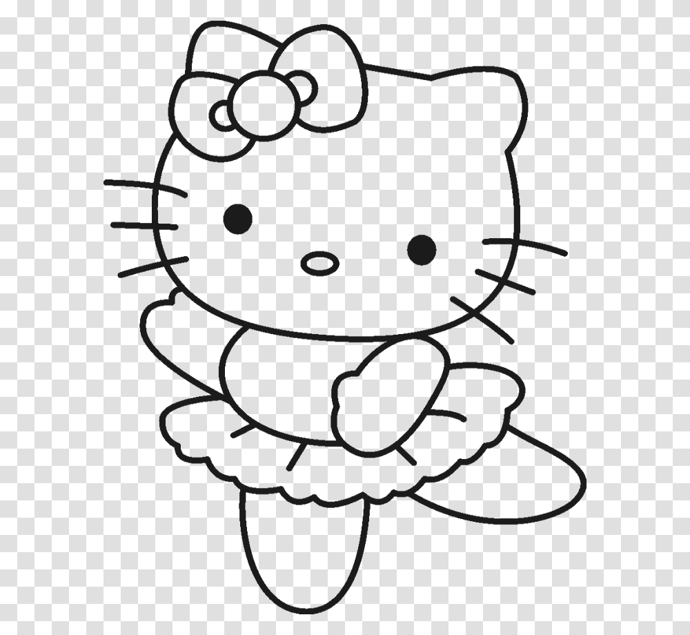 Hello Kitty Was Wearing A Cute Costume Coloring, Stencil Transparent Png