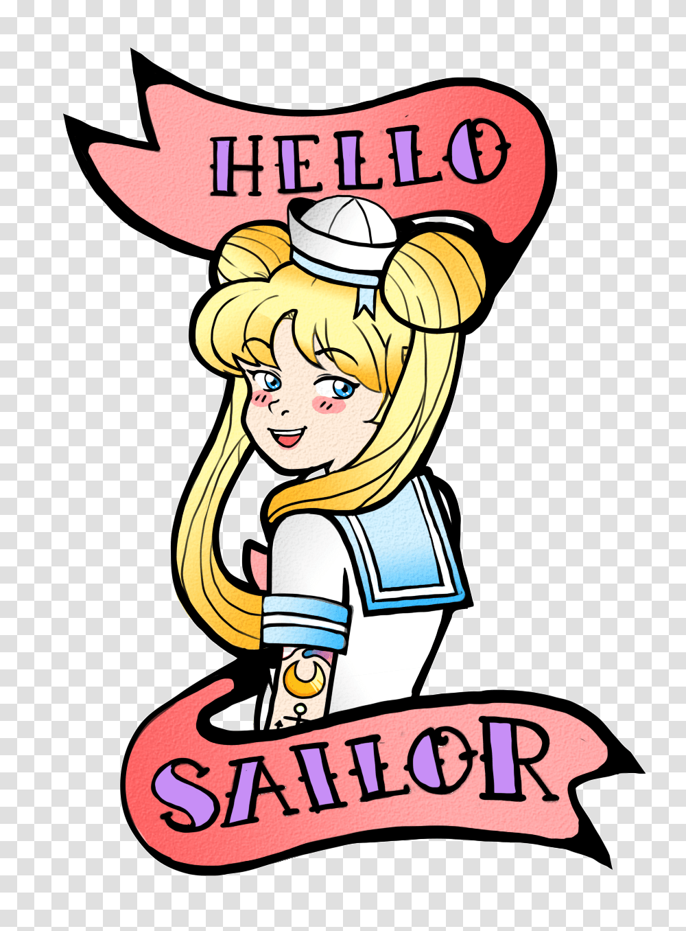 Hello Sailor Tattoo, Poster, Advertisement, Book, Comics Transparent Png