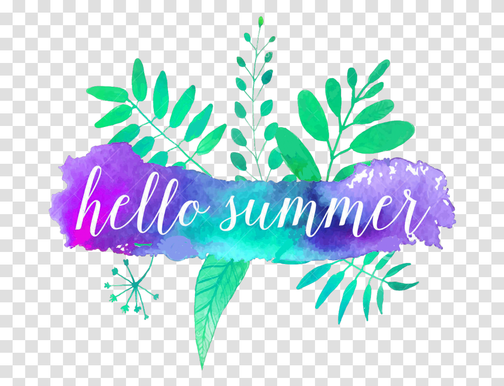 Hello Summer Clipart Stickers Hello Summer, Purple, Floral Design Transparent Png
