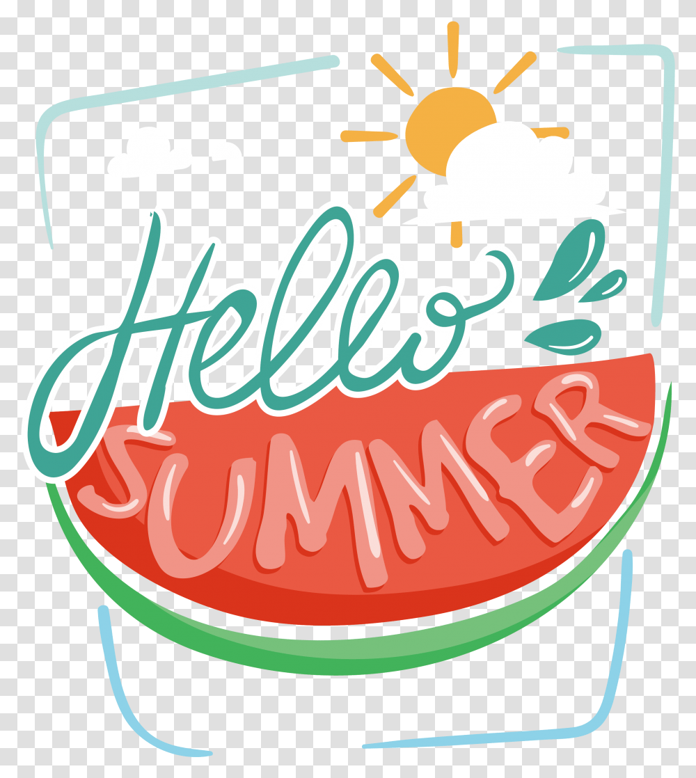 Hello Summer Watermelon Background Summer Clipart, Plant, Fruit, Food, Text Transparent Png