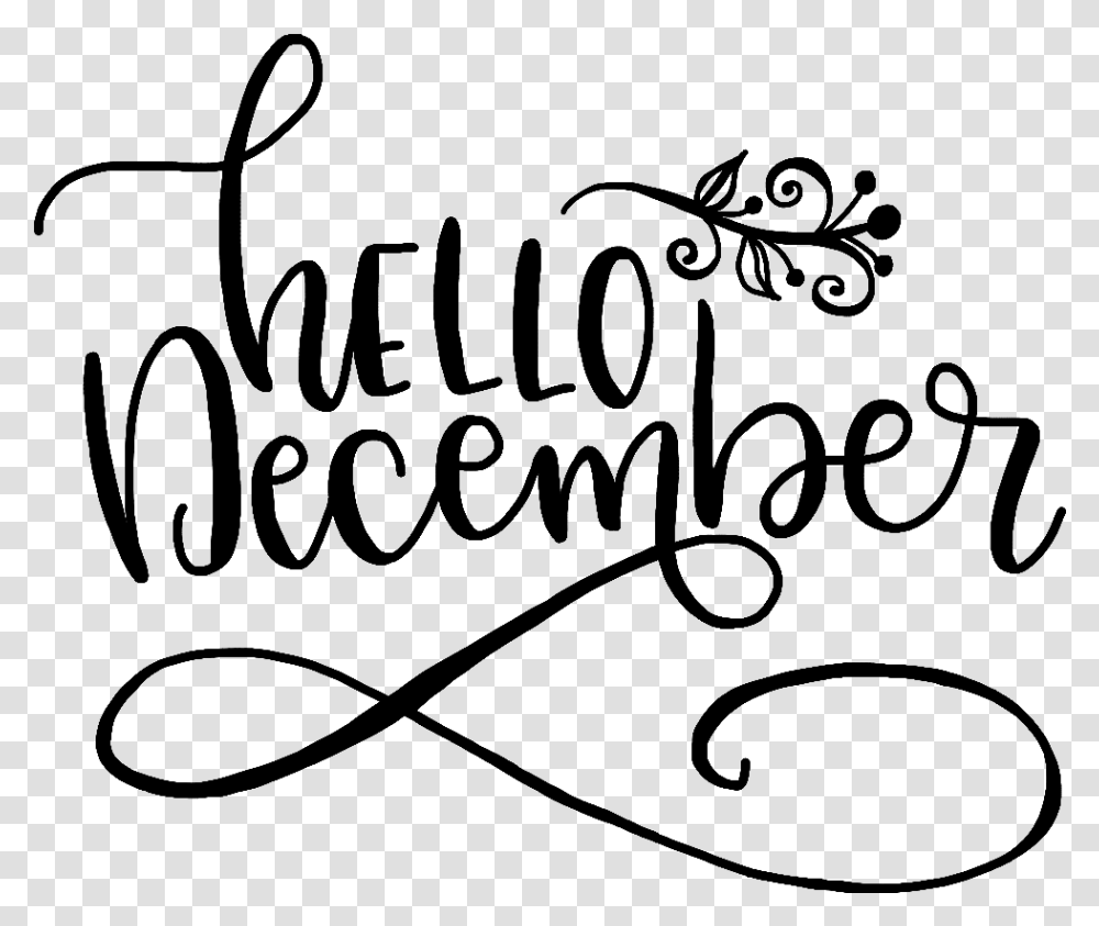 Hellodecember December Calligraphy Winterquotes Hello December, Gray Transparent Png