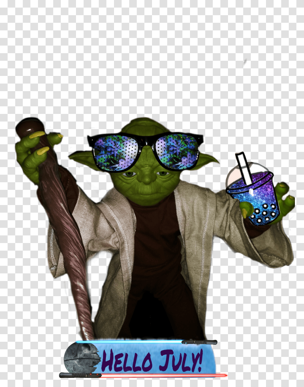 Hellojuly Hello Yoda Galaxydrink Lightsaber Sunglasses Illustration, Accessories, Accessory, Goggles, Person Transparent Png