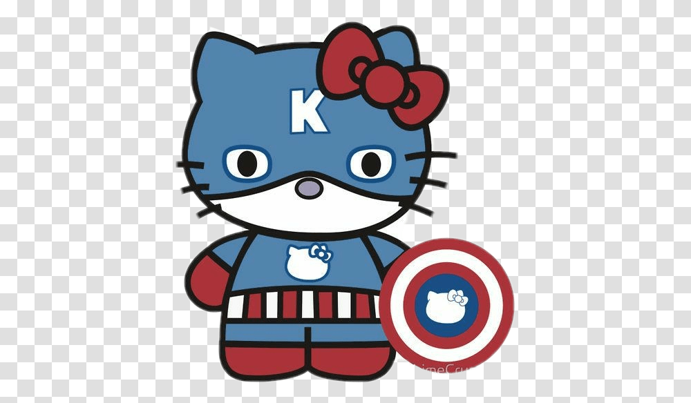 Hellokitty Captain America, Label, Sticker, Advertisement Transparent Png