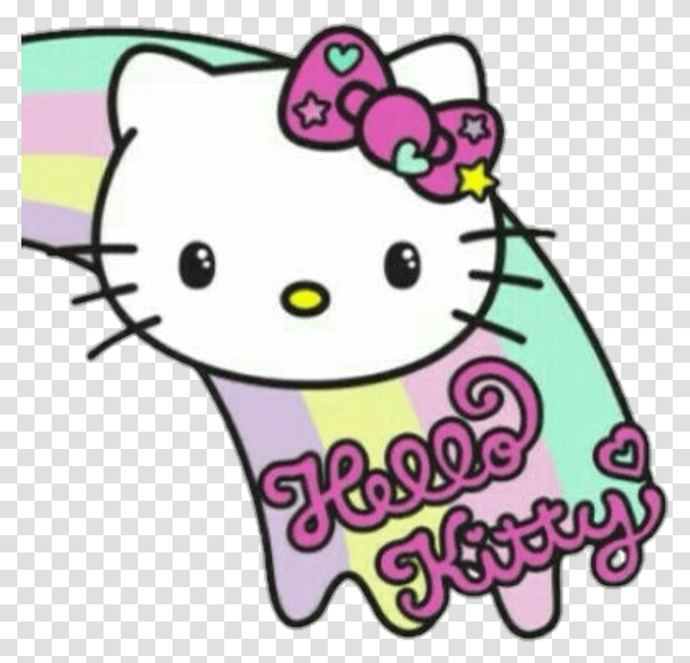 Hellokitty Kitty Kawaii Rainbow Arcoiris Pastel Hello Kitty Vector Label Sticker Birthday Cake Transparent Png Pngset Com