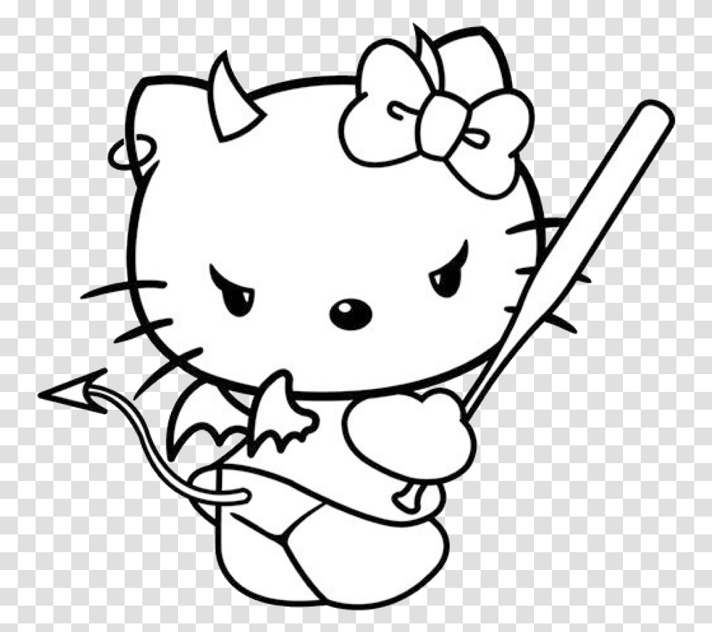 Hellokitty Sanrio Cute Devil Devilhorns Cute Sticker Hello Kitty Devil Stencil Transparent Png Pngset Com