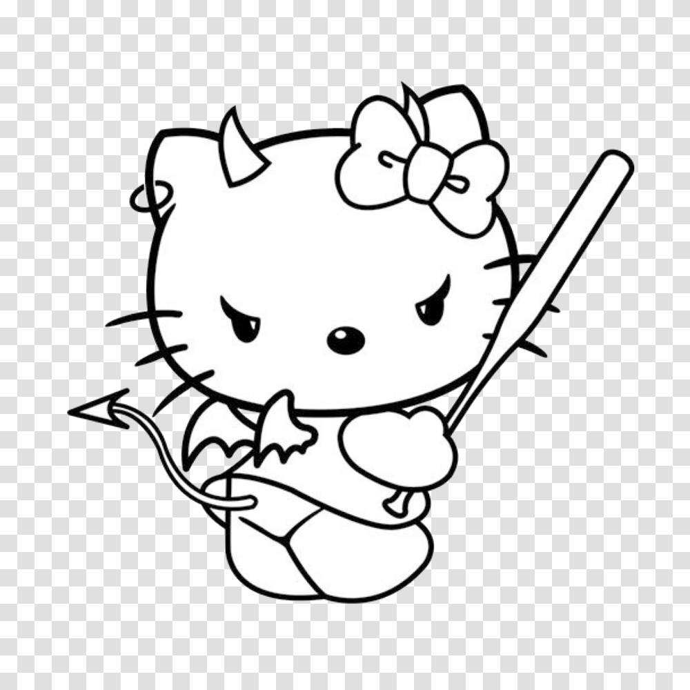 Hellokitty Sanrio Cute Devil Devilhorns Cute Sticker, Stencil, Drawing Transparent Png