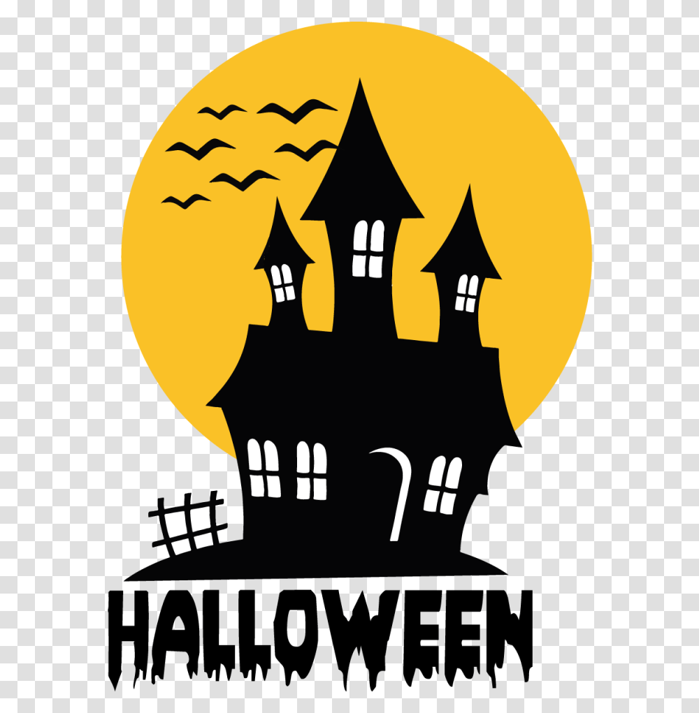 Helloween Halloween Haunted House Clip Art, Poster, Advertisement, Stencil Transparent Png